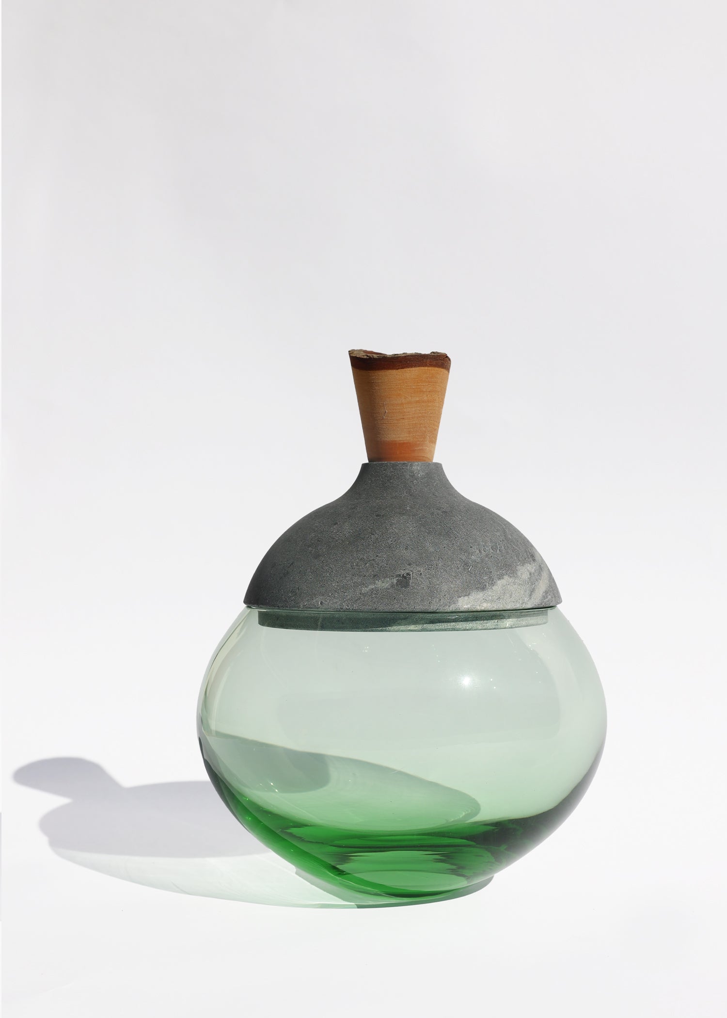 Istanbul Stacking Vessel in jade and soapstone, featuring a harmonious blend of green and neutral tones for a timeless look.
