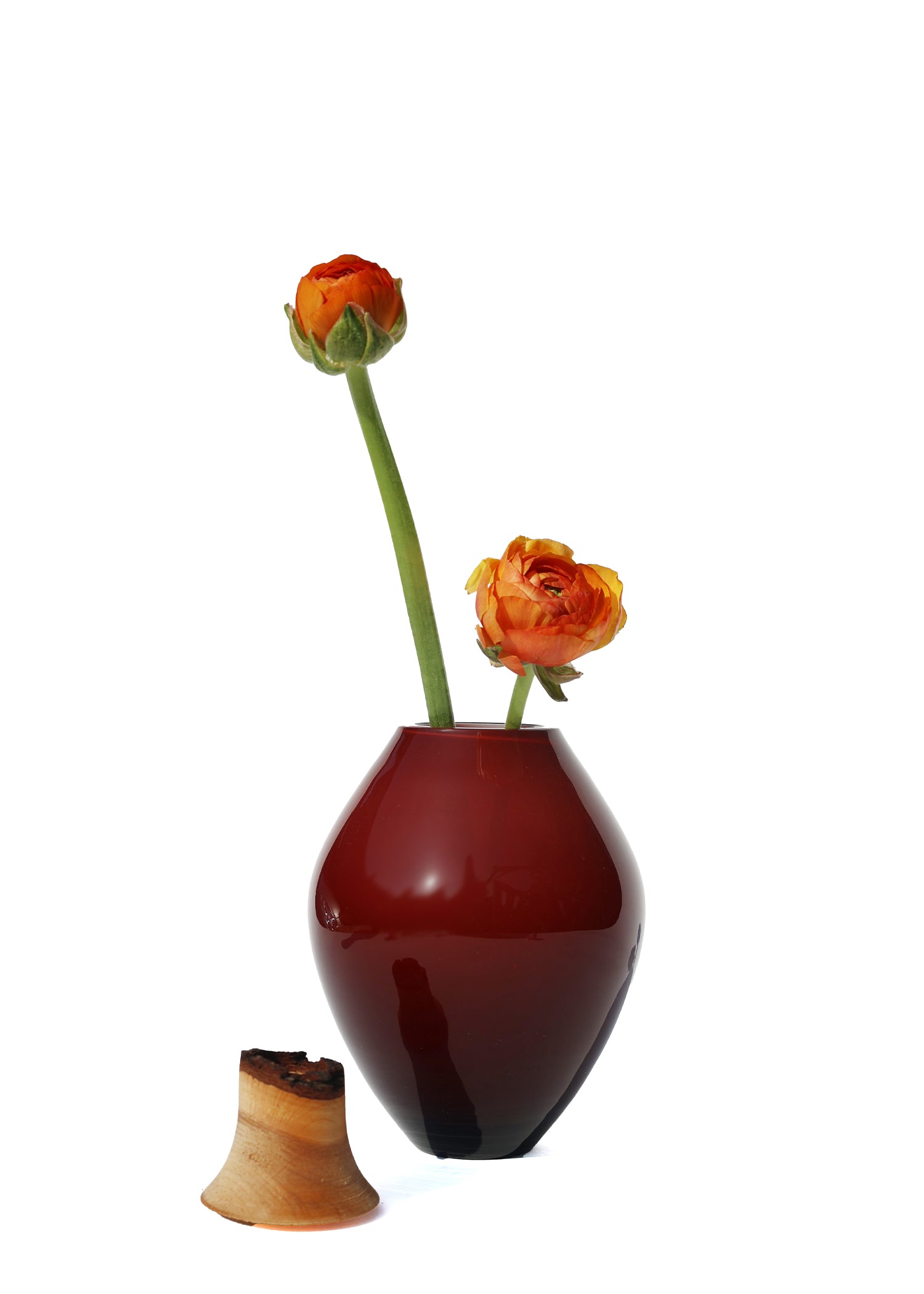 Matisse III Stacking Vessel unstacked, featuring a floral arrangement for a refined, modern look.