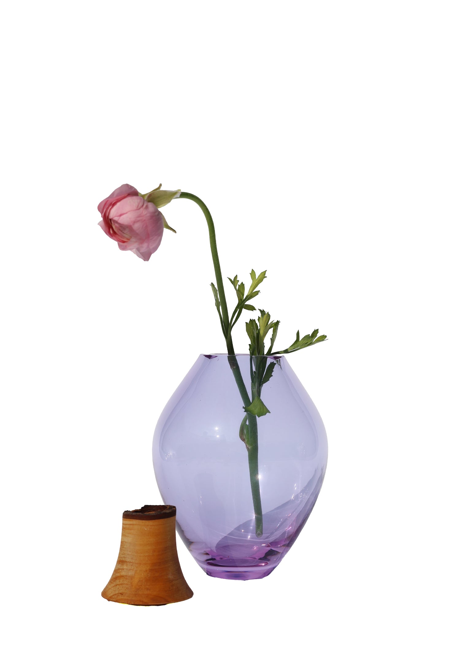 Matisse III Lavender Stacking Vessel unstacked, featuring a floral arrangement for a refined, modern look.