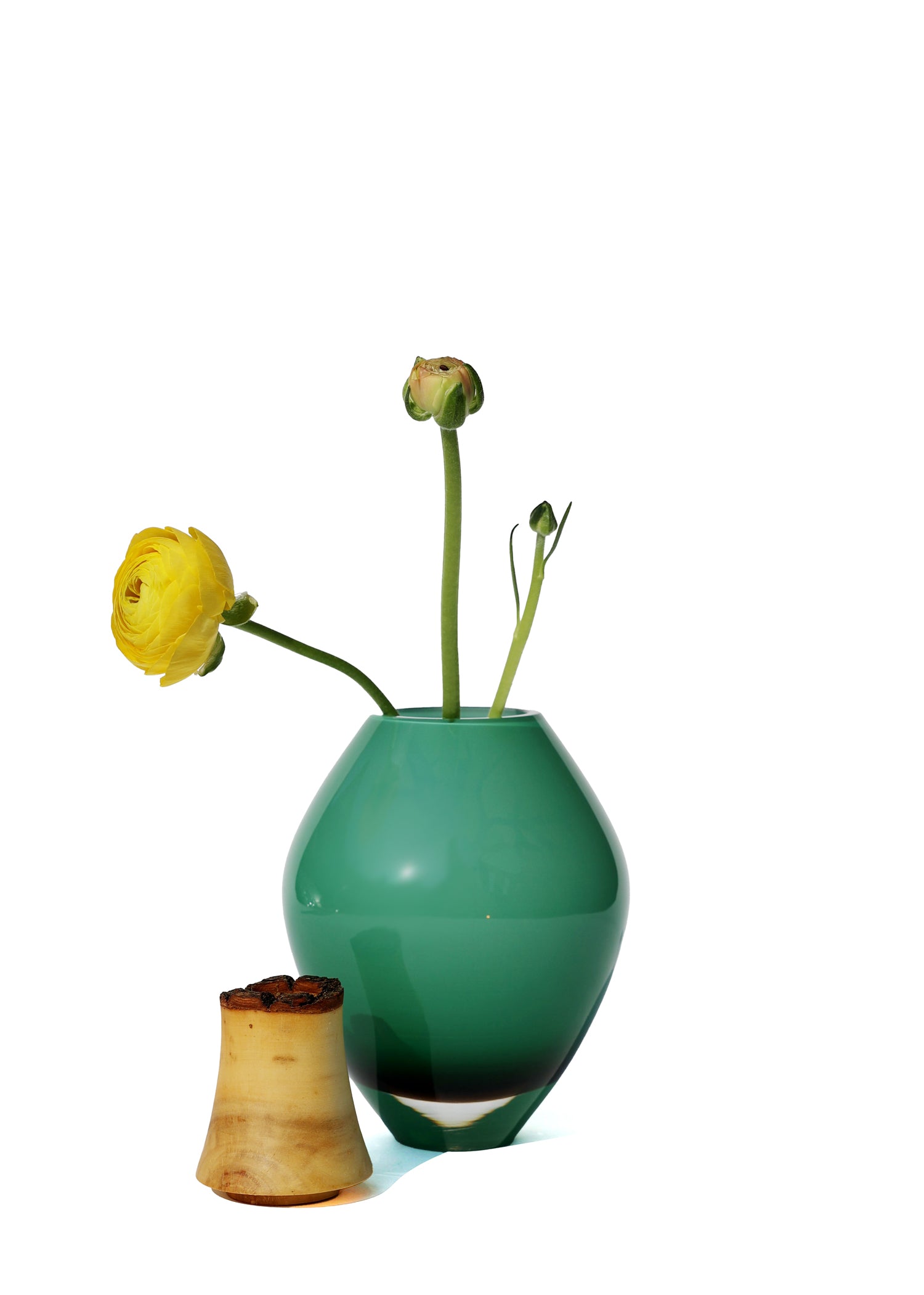 Matisse III Peppermint Stacking Vessel unstacked, featuring a floral arrangement for a refined, modern look.