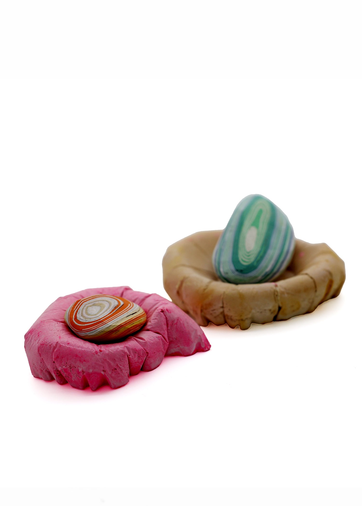 Paper Pebble in Pink & Ochre, featuring a unique blend of warm pink and ochre tones for a vibrant and artistic accent.