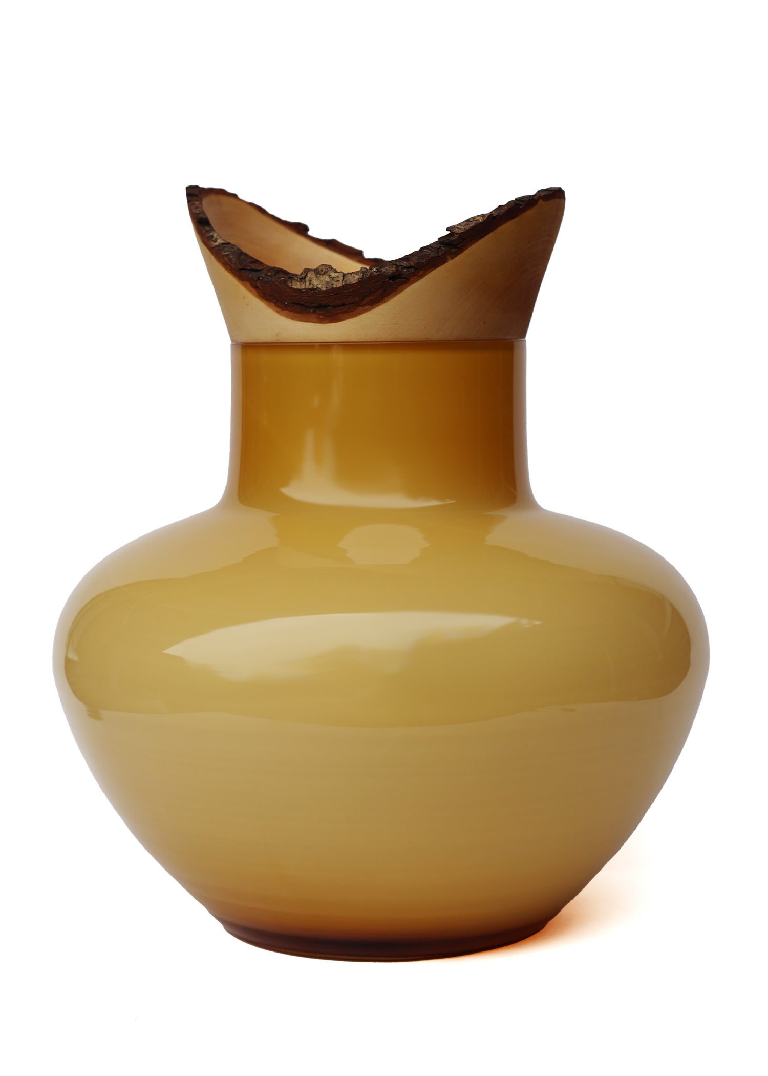  Big Bloom Stacking Vessel in Caramel, featuring a rich, creamy tone with a beautifully structured form.