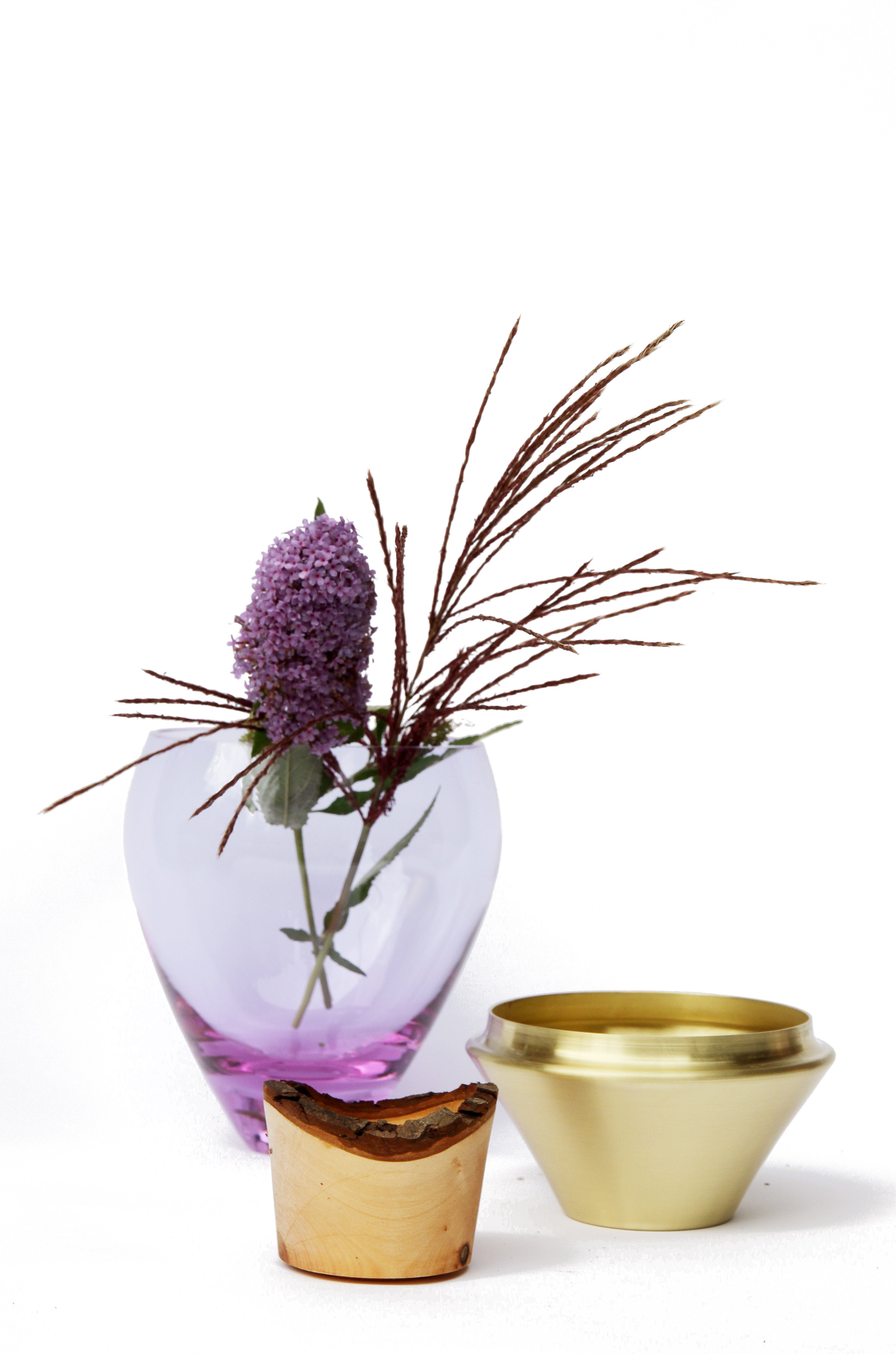 India Small I LavenderStacking Vessel Unstacked with Flowers, a beautifully crafted piece with intricate design, offering a refined and minimalist aesthetic perfect for modern interiors.