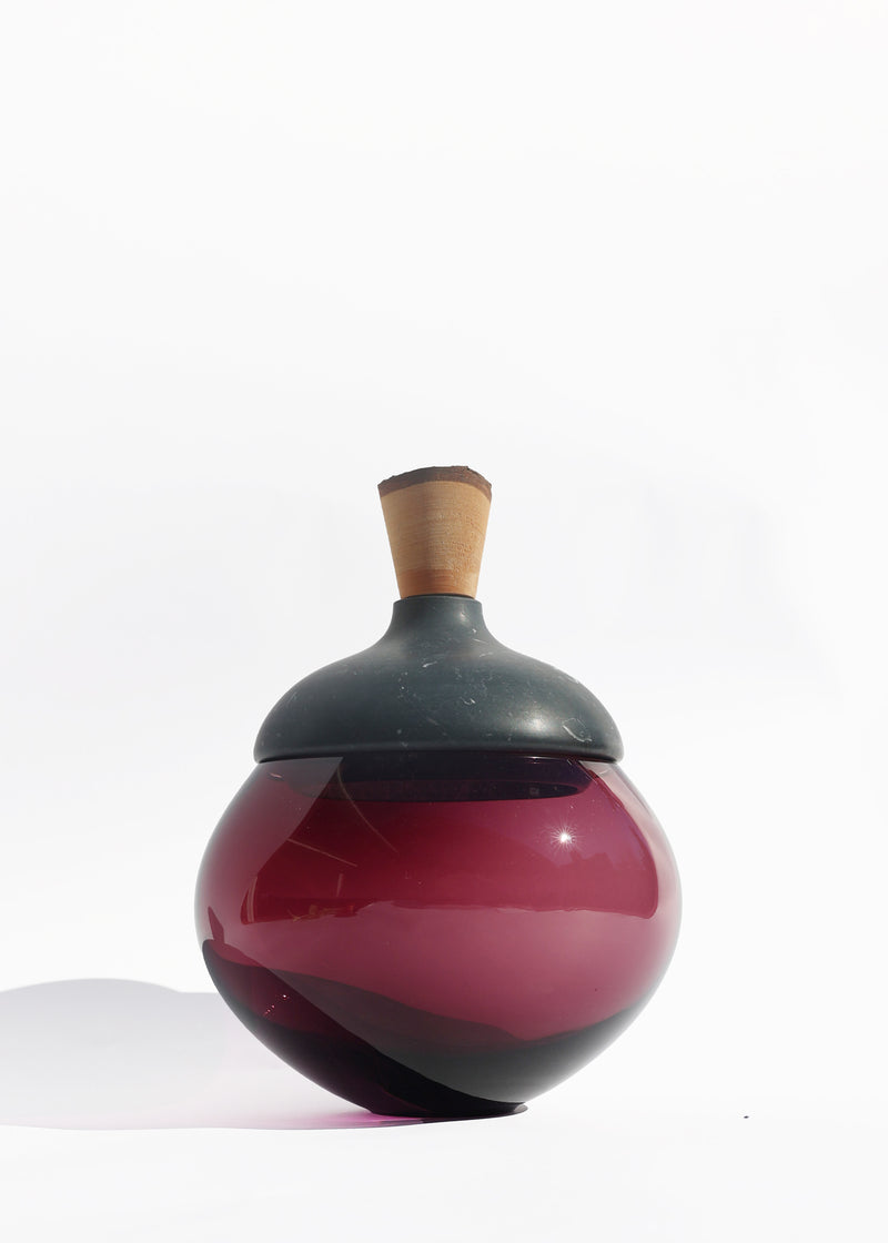 Istanbul Stacking Vessel in purple and black marble, offering a luxurious and striking design with sophisticated contrast.