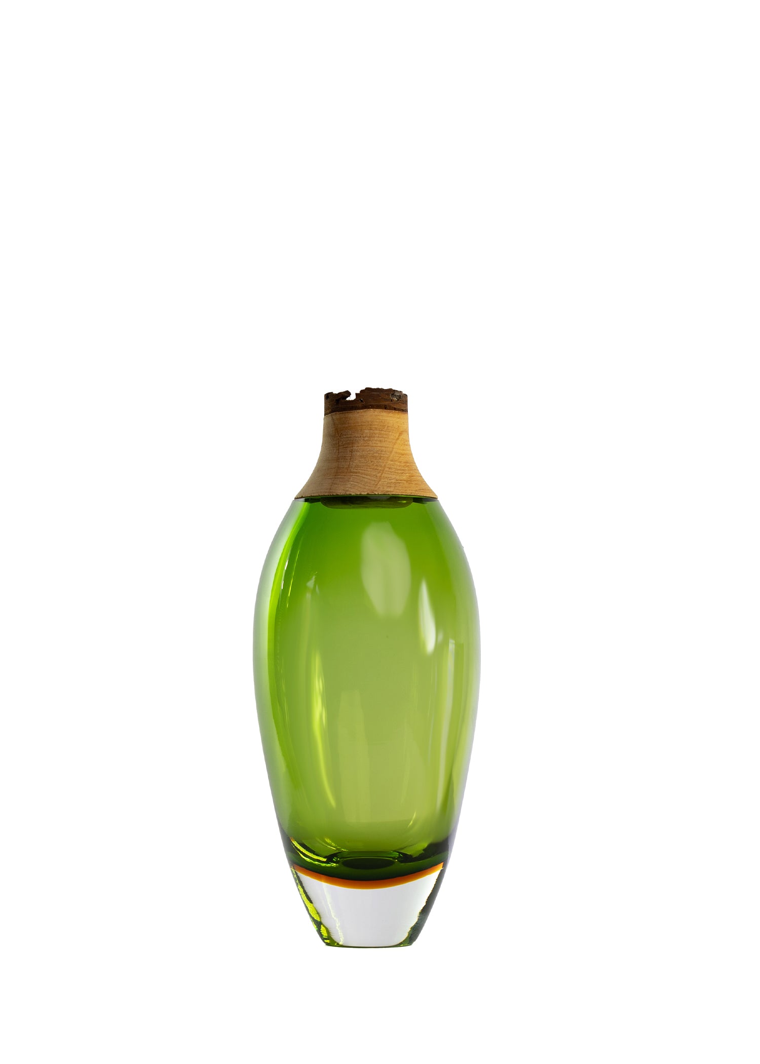 Matisse I Dark Olive glass vase displayed in a modern interior.