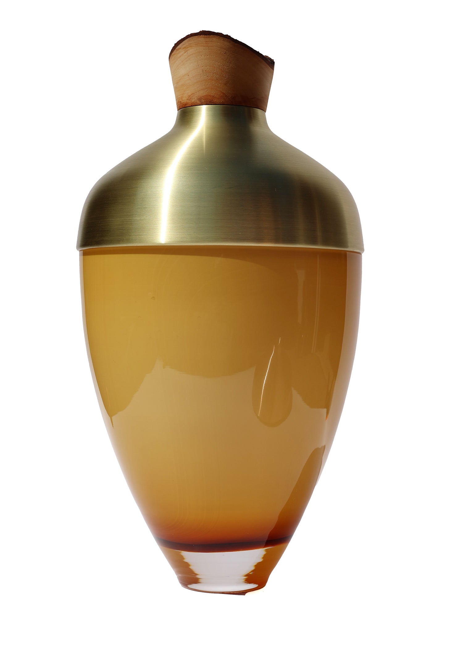 Nani Stacking Vessel in Caramel & Brass, blending warm caramel tones with a sophisticated brass finish, perfect for adding elegance to any space.