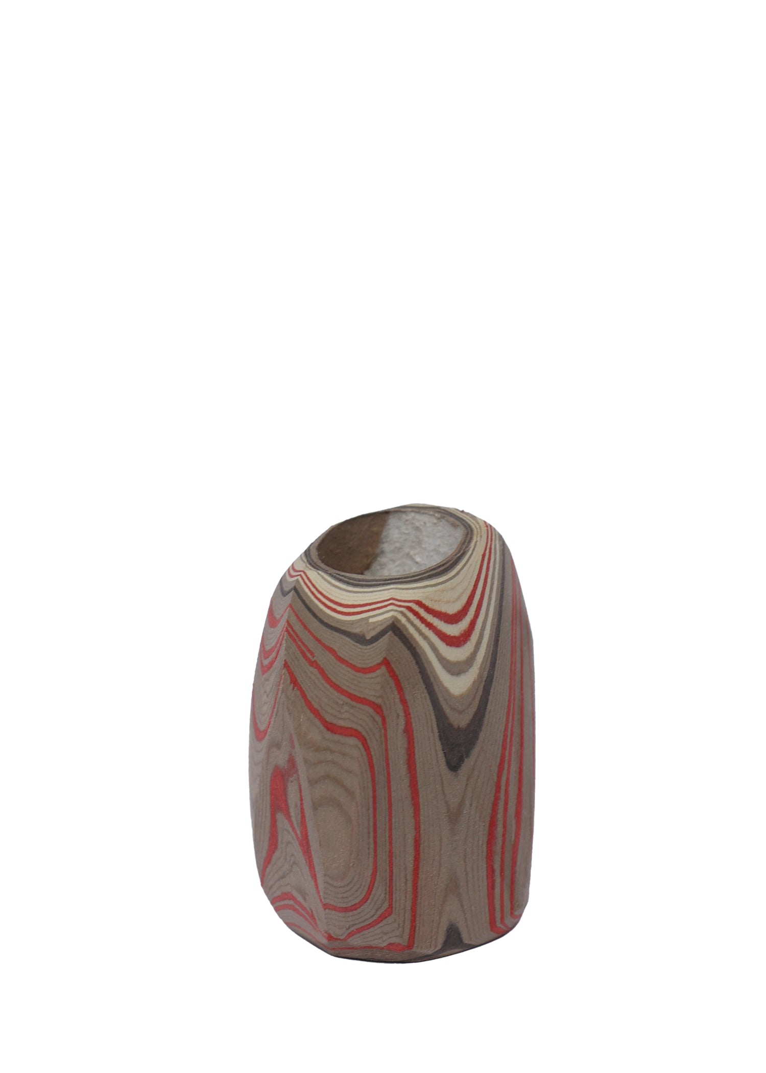 Paper Pebble Vase in Sand & Red, showcasing warm, earthy sand tones with a pop of red for a stylish, modern twist.