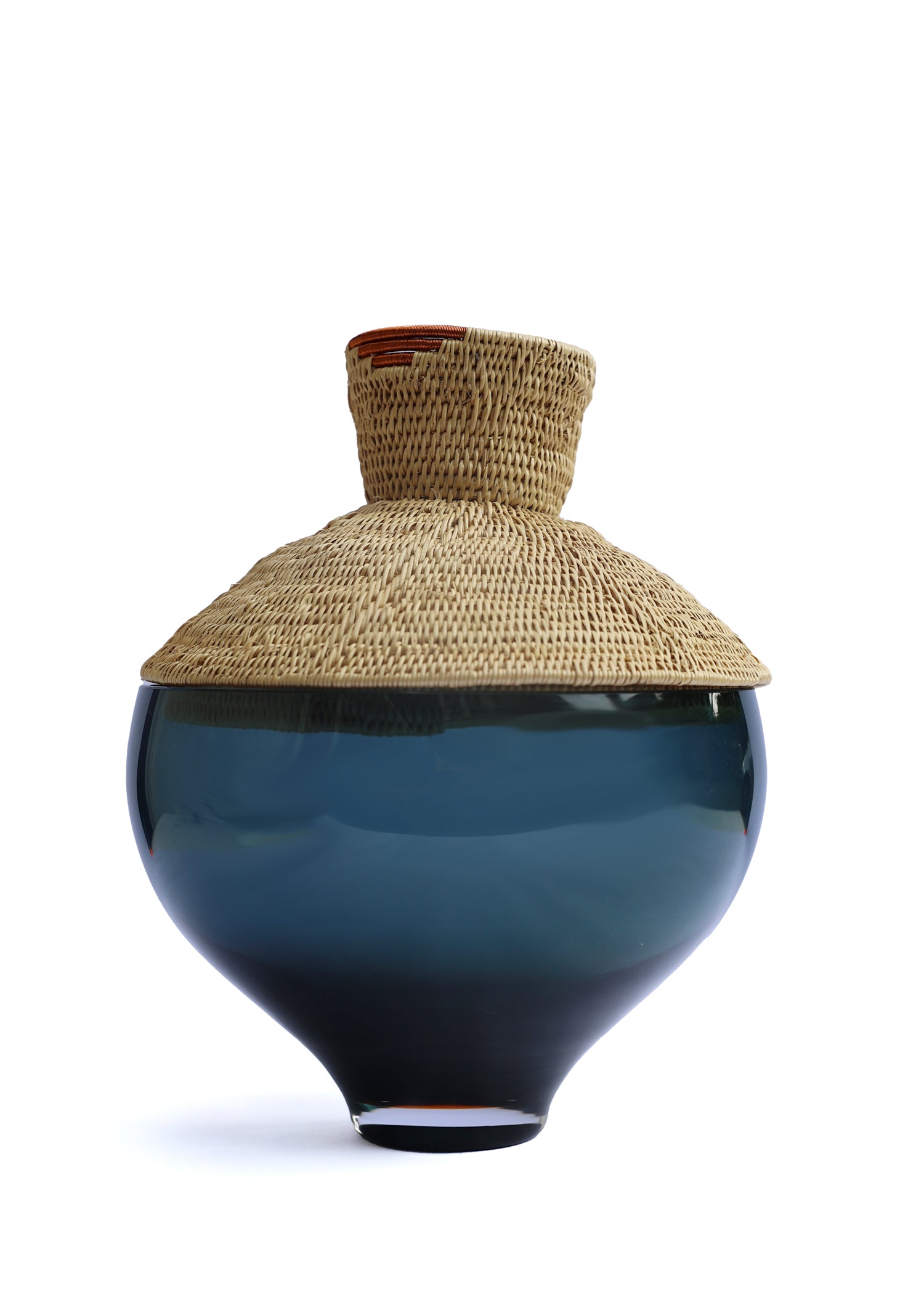 Zambia | Stacking Vessel in Hand-Woven Makenge & Mouth-Blown Glass
